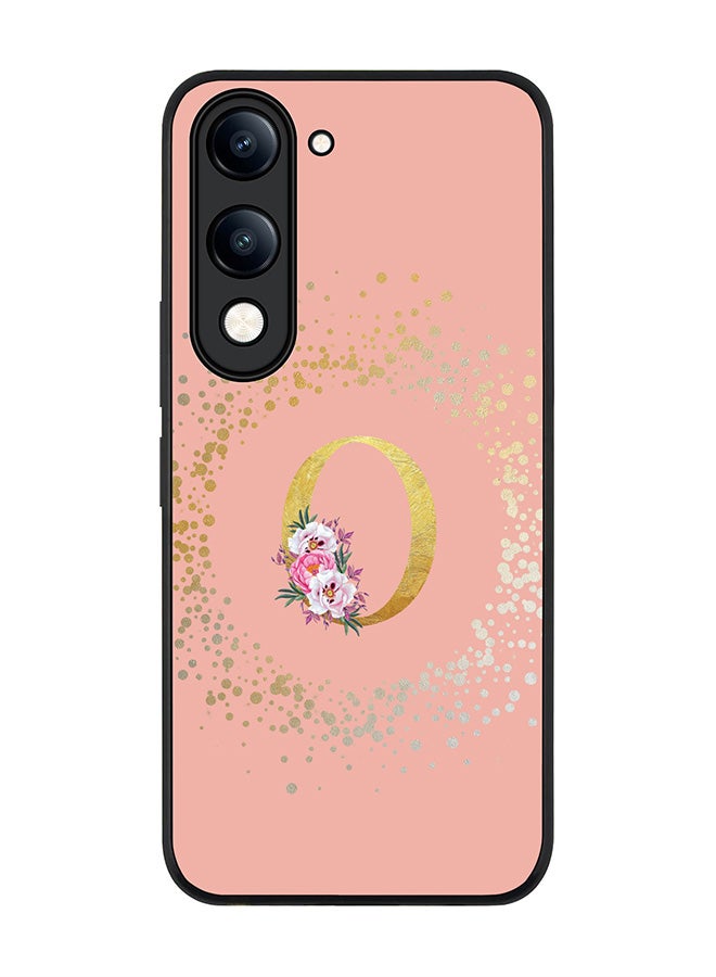 For vivo Y29s 5G / Y19s 5G Case,Slim fit Camera Protection, Shockproof Thin Phone cover  - Custom Monogram Floral - O  (Rose Pink )